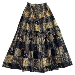 Vintage Century of Boston Union Made Velvet Boho Floral Patchwork Pattern Skirt